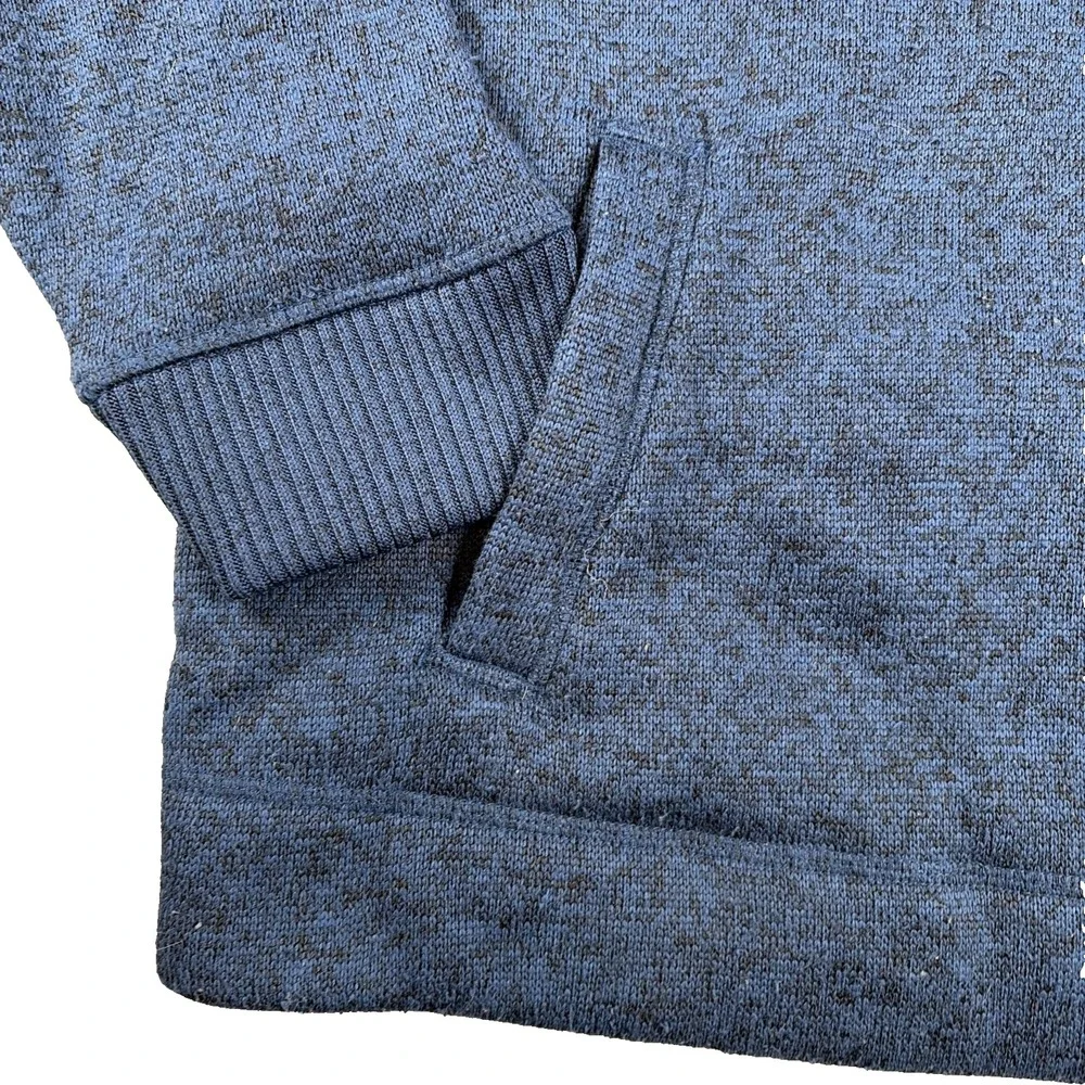 Banana Republic Pullover Mens XL Blue Marled Button Mock Neck Sweater Pockets